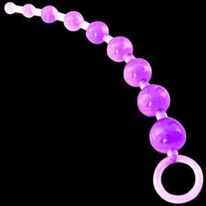Nine Star Bead Silicone Anal Plug with Tail, Pink Adult Anal Beads Toy