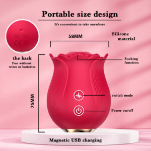 Aifeiya Rose Suction Tongue-Lick Telescopic Vibrator Egg, 12-Frequency, Silicone-ABS, Adult