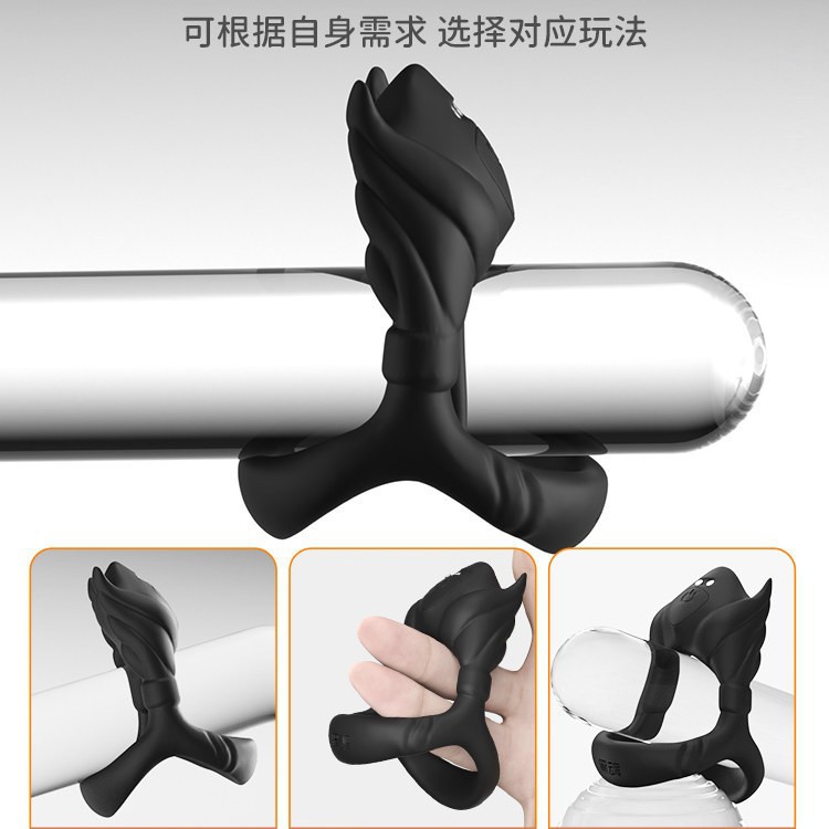 Devil Vibrating Lock Ring, Triple-Ring Silicone Penis Ring with Motor, Wearable Base Ring for Men - Image 3