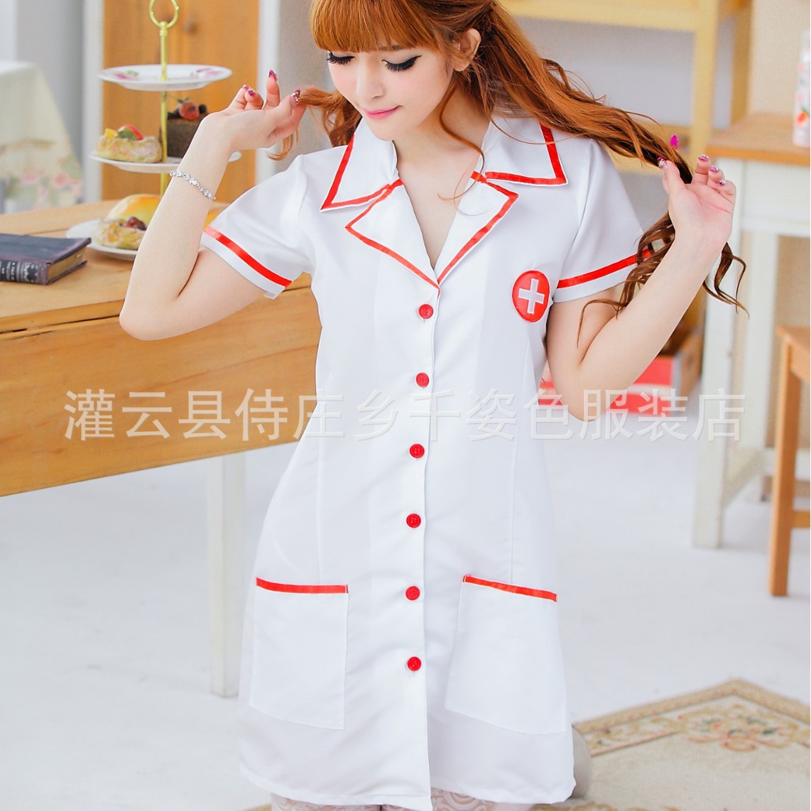 Sexy Nurse Roleplay Costume for Women, One Size White Polyester Blend Uniform Set - Image 2