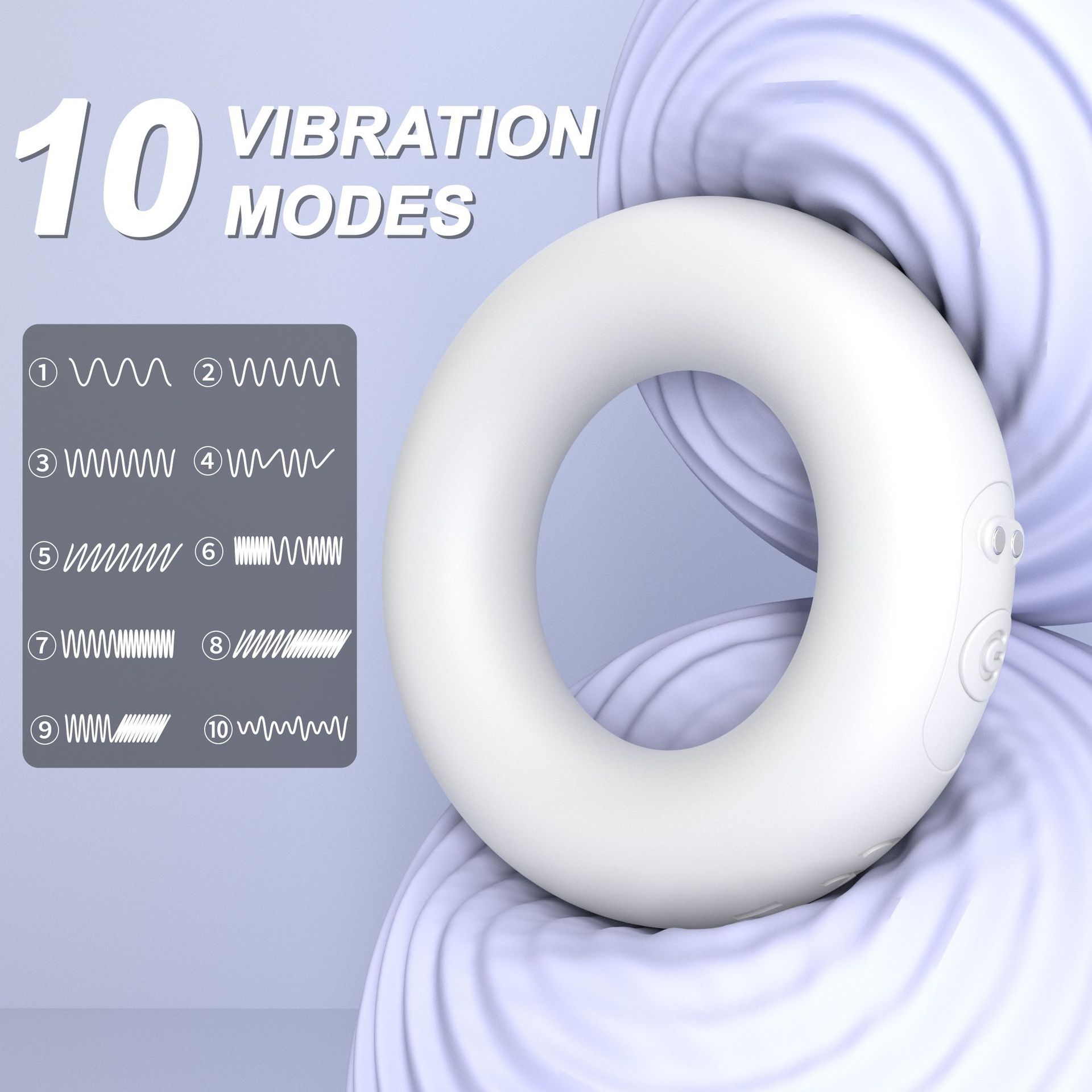 JK012 Vibrating Cock Ring, Remote-Control Silicone Couples Vibrator, White - Image 4