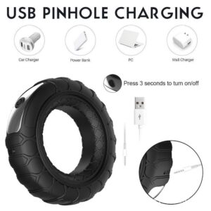 Remote-Controlled Vibrating Locking Ring Silicone Rechargeable Delay Ring for Men