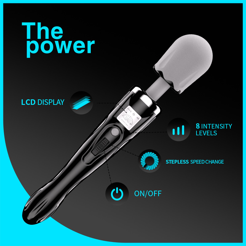 Heated Vibrating Wand Massager with LCD Screen, 262 mm Body, ABS - Image 3