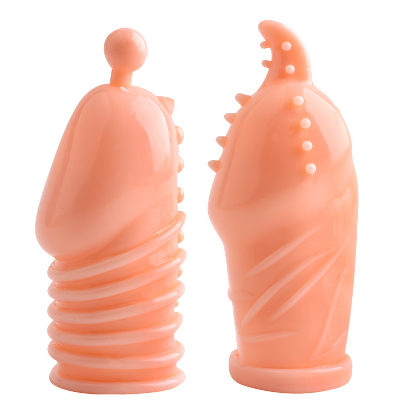 Textured Glans Condom Sleeve, Wolf-Tooth Stimulation, Transparent Soft Rubber, Manual Couples Toy - Image 4