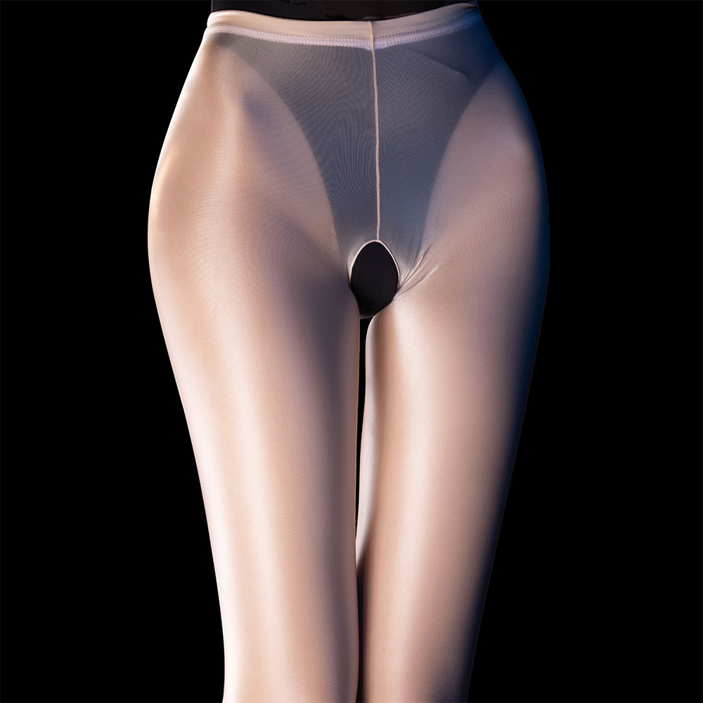 Tear-Resistant Open-Crotch Silk Stockings, Black Sheer Hosiery for Women, One Size - Image 2
