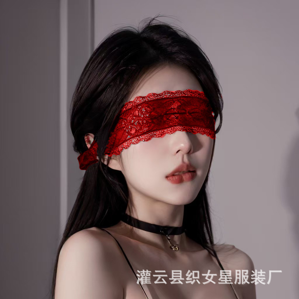 Lace Eye Mask with Adjustable Strap and Embroidered Hollow Detail - Image 3
