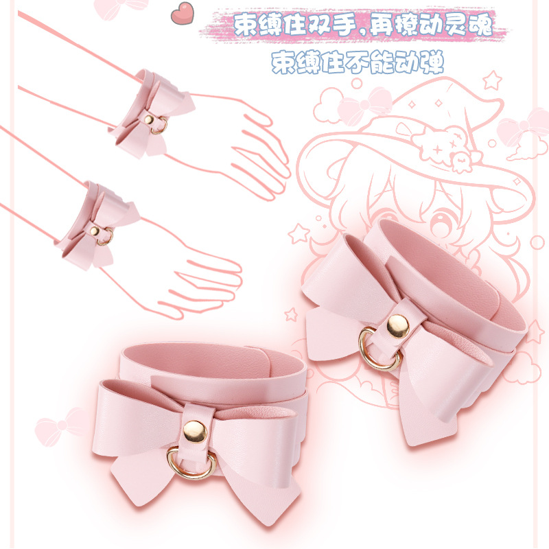 SM Bowknot Bondage Kit with Handcuffs, Whip and Training Accessories - Image 4