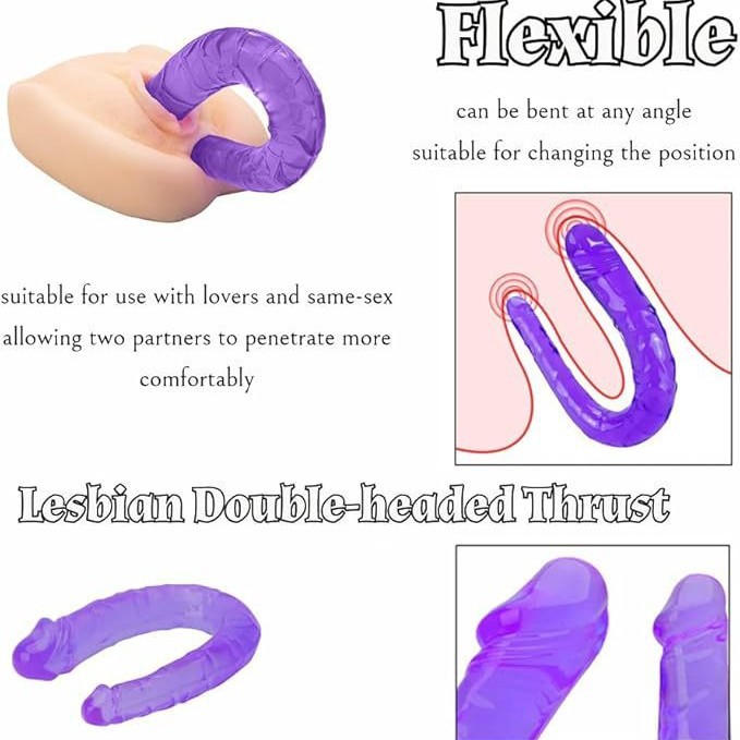 V-Shaped Double-Headed Crystal Anal Plug, Flexible TPE, Purple - Image 4