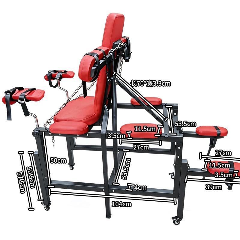 SM-御王座 Plus Bondage Restraint Stool in Black Iron and Tech Fabric - Image 5