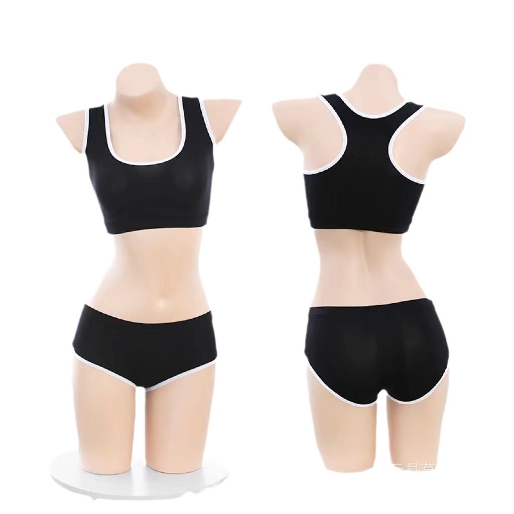 Two-Piece Sports Vest and Shorts Set, Sheer Color-Block Polyester, Grey - Image 5