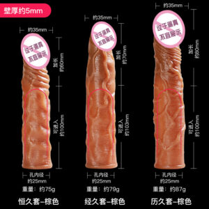 Hollow Penis Sleeve for Men, Textured Wolf Tooth Design, Transparent Crystal TPE