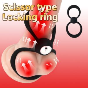 Silicone Vibrating Penis Ring with Vibrating Egg, Figure-Eight Design for Delayed Climax