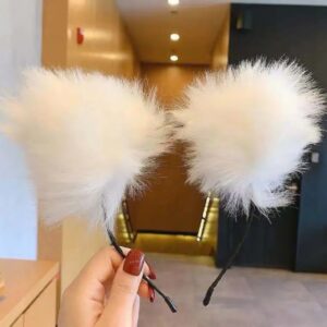 Cute Fur Ball Hairband with Ears, Black Ball Ear Design, Cosplay Photo Accessory