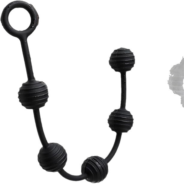 Striped Silicone Anal Beads, Black Large Size, Smooth Beaded Design for Adult Anal Play - Image 5