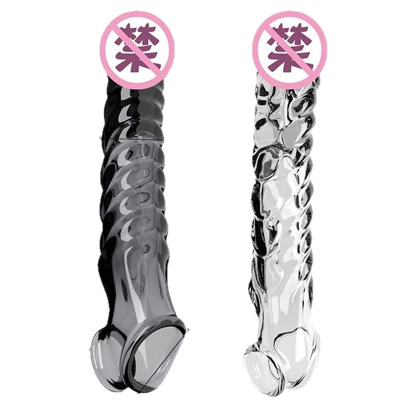 Vibrating Lock-On Penis Sleeve Extender, TPE Male Delay Sleeve, Manual Control - Image 5