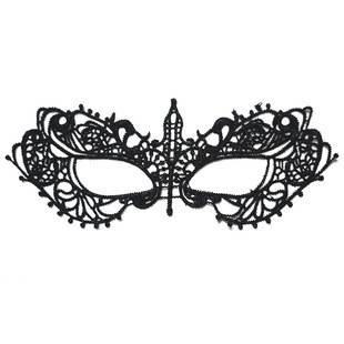 Black Half-Face Masquerade Mask with Yarn Crown for Party and Costume - Image 5