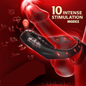 Black Feather Vibrating Dual Cock Ring, Multi-Frequency Electric Sensitivity Training Ring