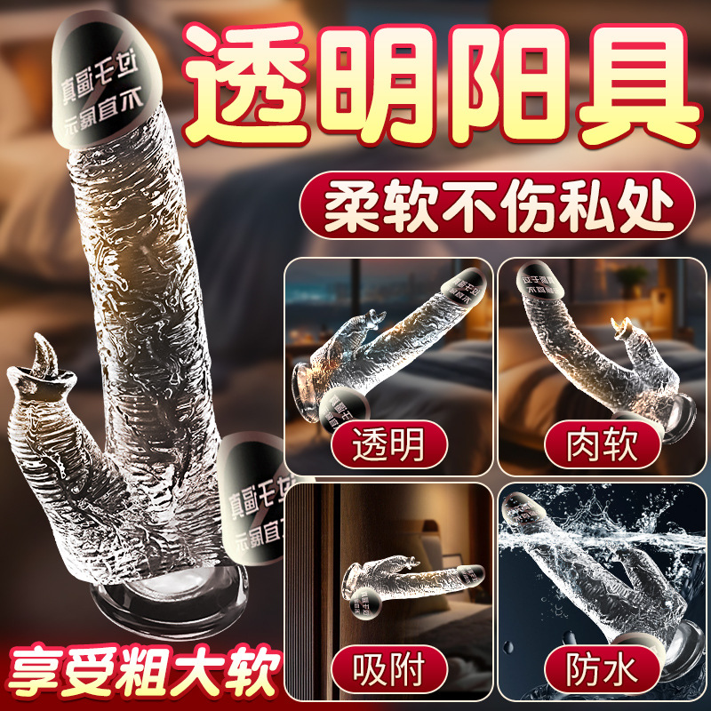 Jiuai Transparent Silicone Dildo with Suction Cup, Soft Realistic Feel - Image 3