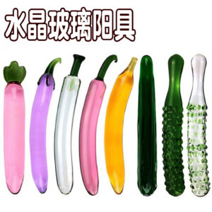 Glass Fruit-Shaped Dildo Anal Plug, Green Crystal Cucumber Design, Adult Use