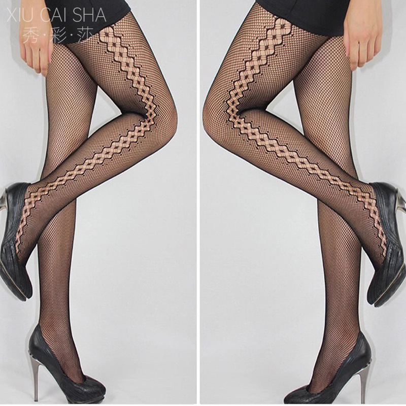 Black Fishnet Pantyhose, Ultra-Thin Hand-Tearable Stockings, Plus Size Lace Nylon Tights - Image 2