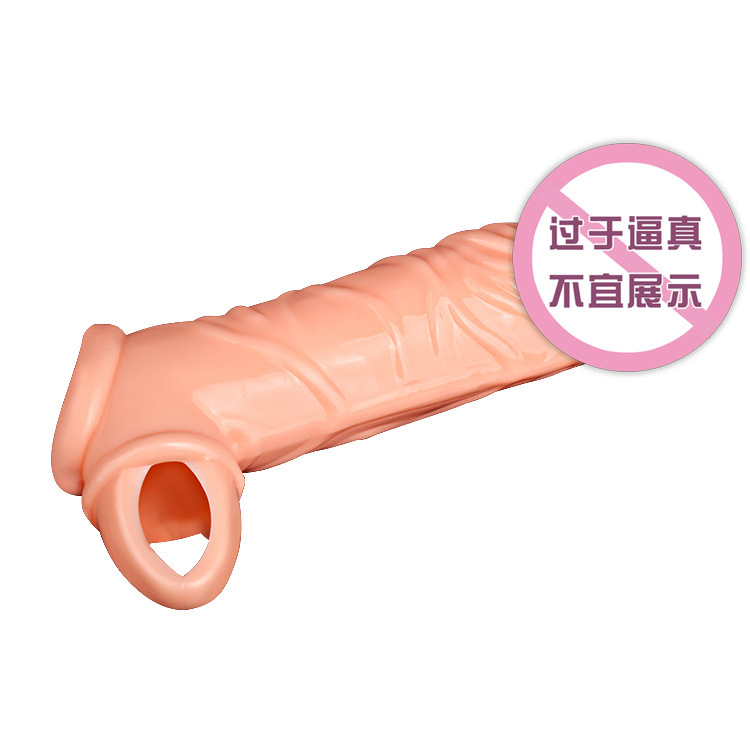 Soft Silicone Hollow Dildo Sleeve for Men, 15 cm Wolf-Tooth Texture, Couple Play Extension - Image 3