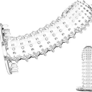Textured TPE Condom Sleeve with Large Spikes, Transparent Reusable Intimate Stimulation Cover