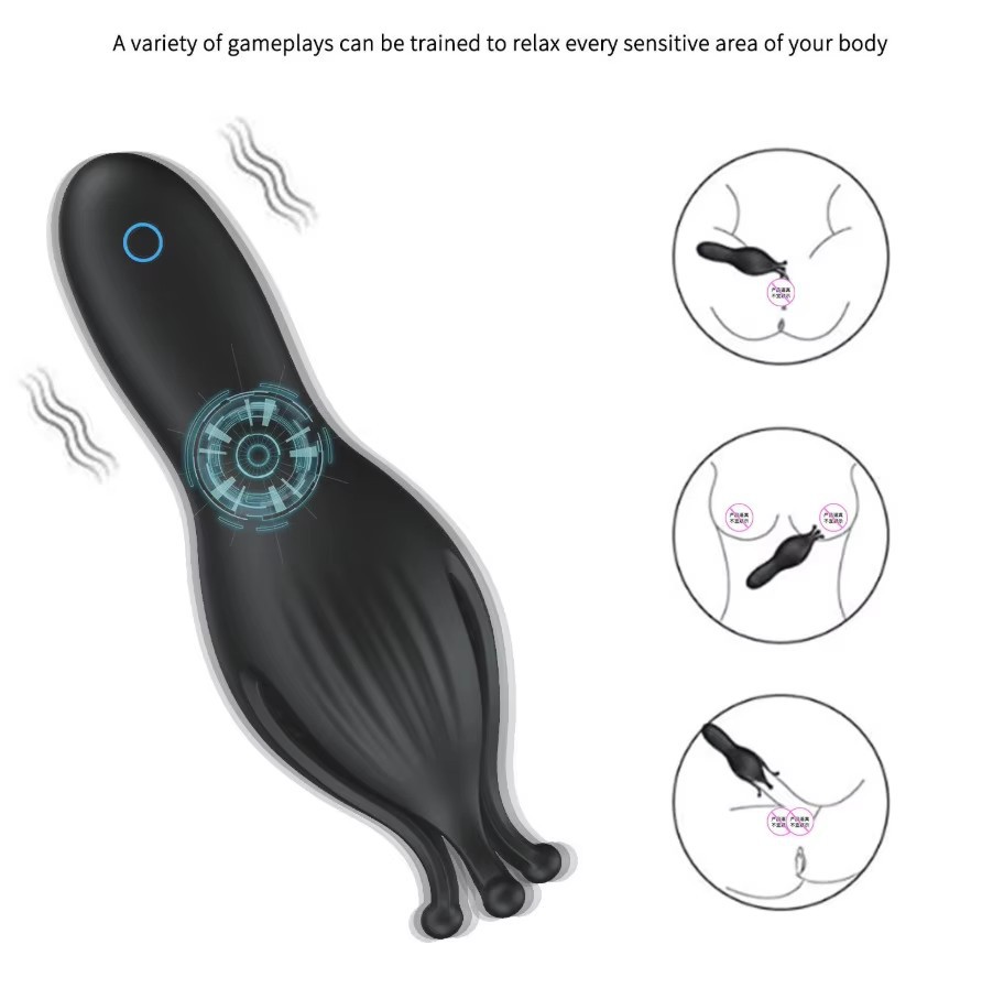 Male Penis Trainer Airplane Cup, 10-Frequency Vibration, Silicone Octopus Petal Exerciser, Button Control - Image 2