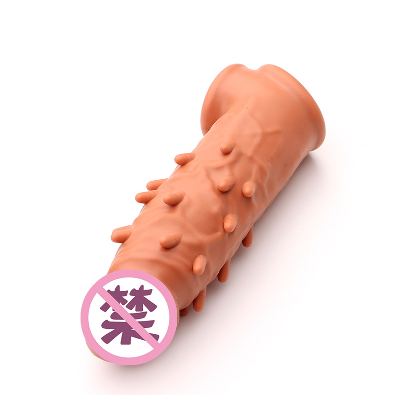 Wolf Tooth Textured Penis Sleeve, TPE Spiked Extender, Large-Particle Stimulation Cover - Image 5
