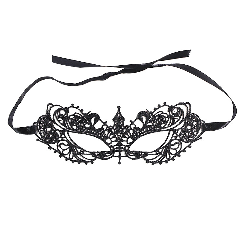 Lace Eye Mask for Adults, Black Sponge Blindfold, Couple Dress-Up Prop - Image 5
