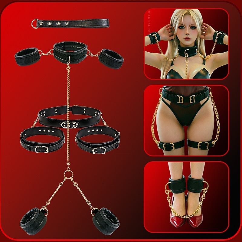 Jiuai SM Dark Night Knight Bondage Set with Leg Separator, Handcuffs and Collar - Image 4