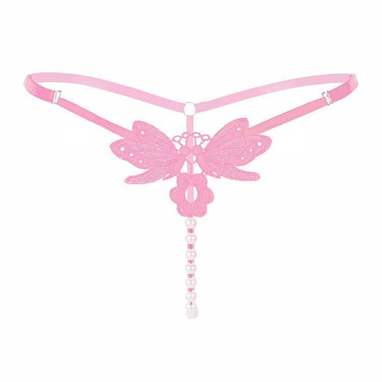 Women's Embroidered Pearl G-String Low Waist Adjustable T-Back Underwear - Image 5