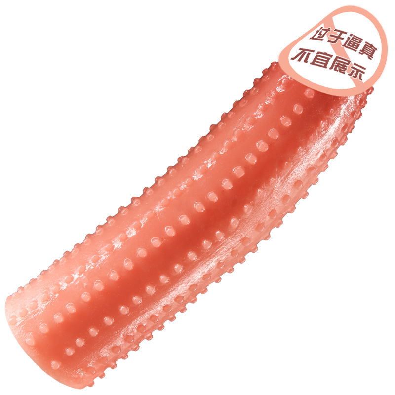 Jiuai Langya Wearable Hollow Penis Sleeve with Textured Spikes, Liquid Silicone, Skin Tone - Image 5