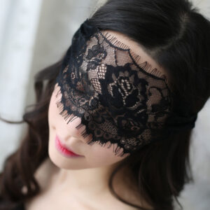 Lace Hollow Eye Mask, Black Lace-Up Veil Blindfold, Sexy Lingerie Accessory