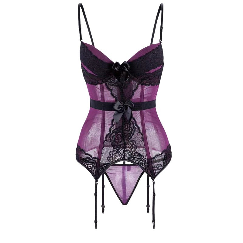 Kimono-Style Lingerie Costume Set with Fish-Bone Waist Sling and Stockings - Image 5