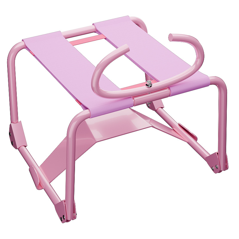 Jiuai Folding Sex Chair, Adjustable Metal Love Chair with Elastic Straps, Black - Image 5