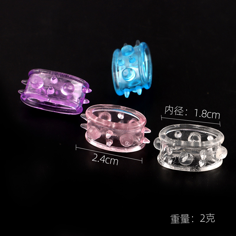 Men's Large Beaded Chastity-Style Cock Ring, Textured TPE, Translucent Blue - Image 3