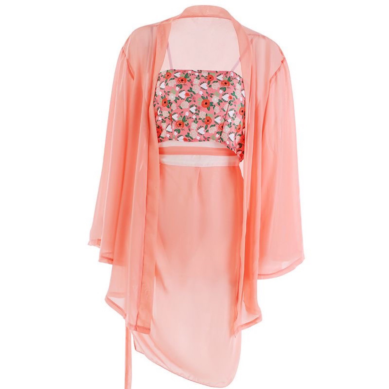 Vintage Hanfu-Style Maid Costume Set with Chiffon Robe, Tube Top, Skirt and Panties - Image 5