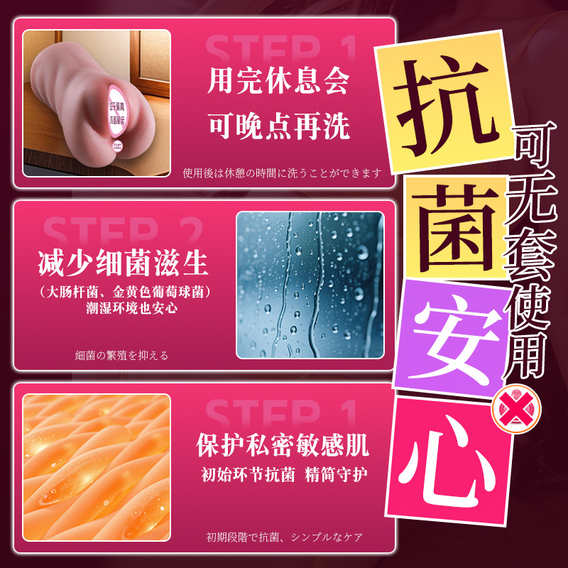 Manual Male Masturbator Cup with Realistic Buttocks Mold, TPE Double-Channel Red Heart Design - Image 4