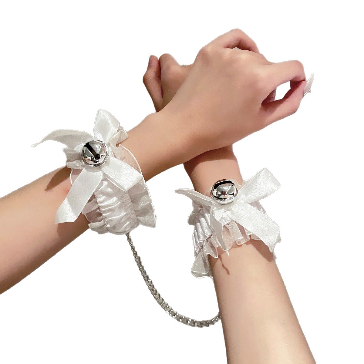 Lace Bow Handcuffs for Couples – Black Lingerie Accessory, Script Killing Game Prop - Image 5