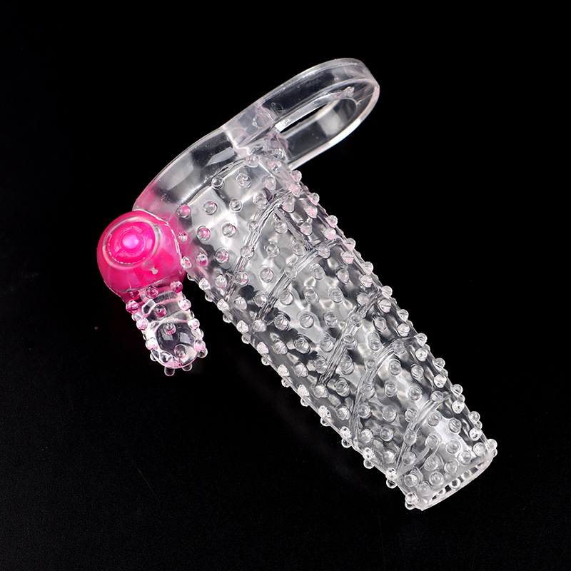 Vibrating Wolf Tooth Condom Sleeve, Spiked Textured TPE Ring, Transparent Non-Vibrating Variant - Image 3
