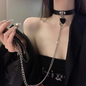 Maid Chain Collar with Traction Rope, Yellow Neck Belt for Couples