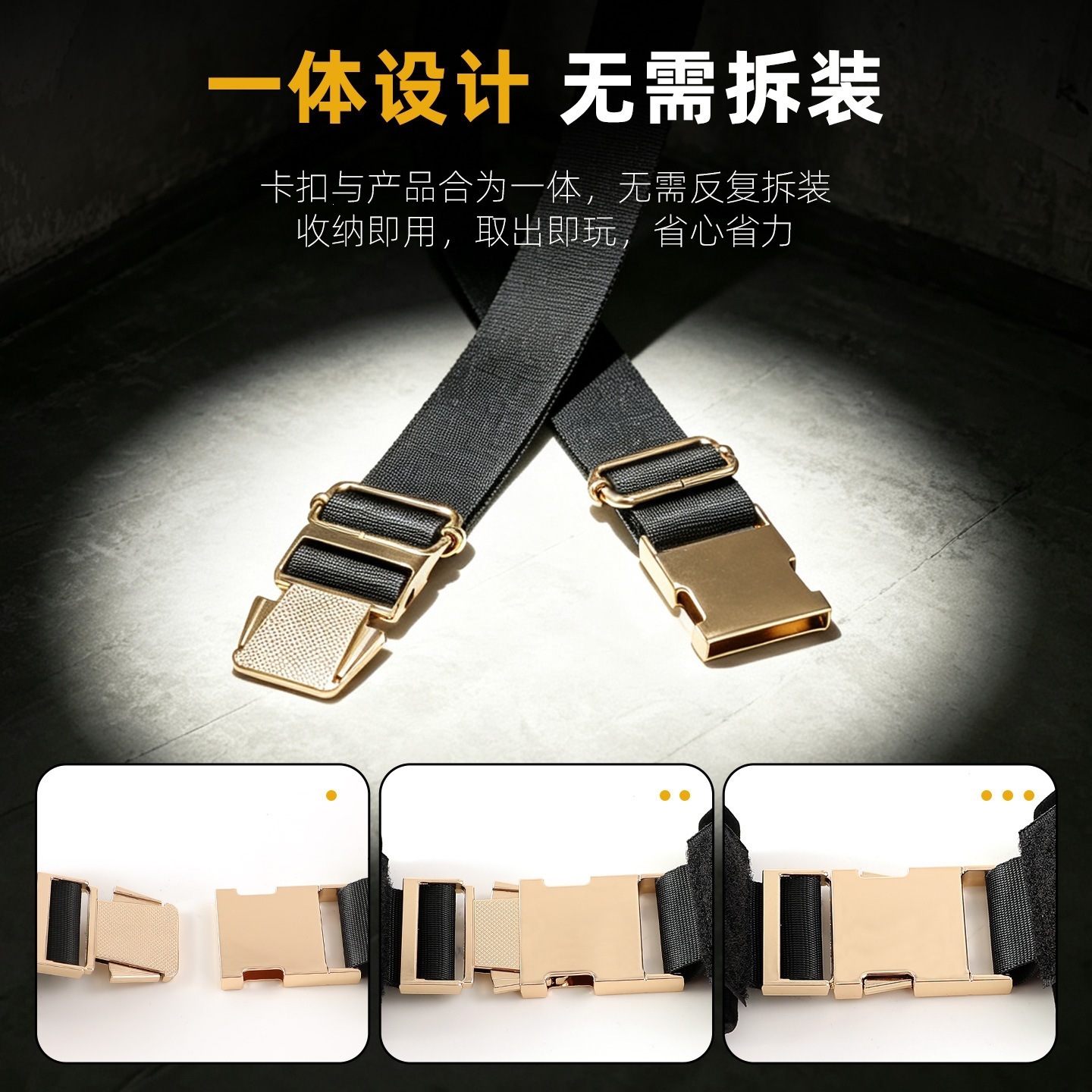 Buckle Split-Leg Restraint Set with Zinc Alloy Buckles, Black Bondage Kit for Couples - Image 4