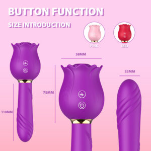 Afiya Rose Telescopic Sucking Vibrator with Tongue Licker, 12 Suction Modes, Purple