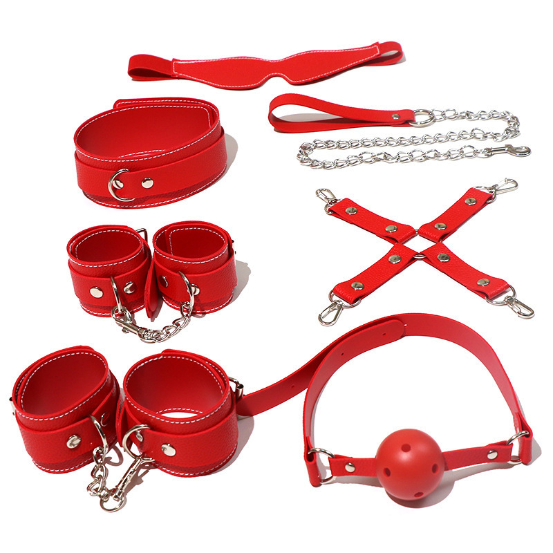 7-Piece Leather Bondage Restraint Set for Couples - Image 4