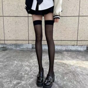 Women's Sheer Knee-High Stockings in Black, One Size Fits 80-145 lbs