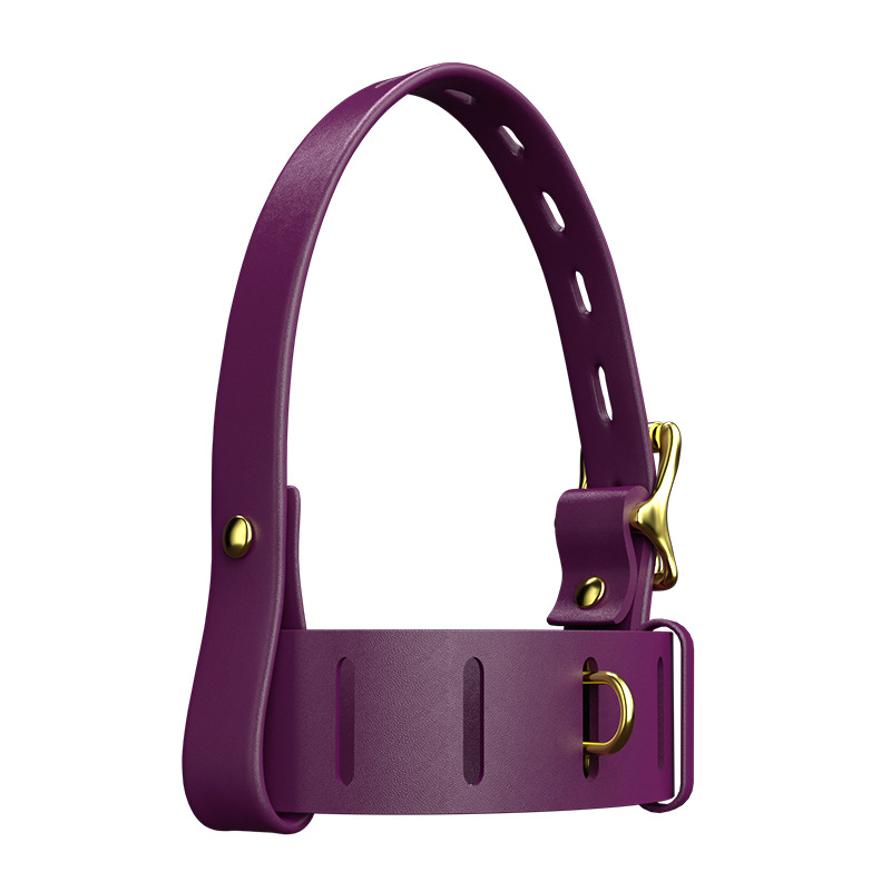 SM Bondage Set for Couples with Oral Ball, PU Leather Black or Purple - Image 5