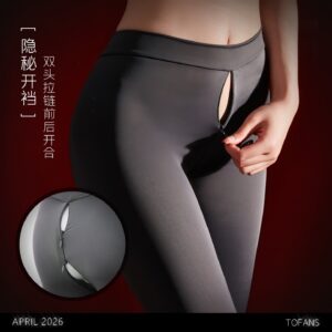 Feimu Women's Smooth Stretch Bodysuit with Front and Back Zippers and Open-Crotch Design