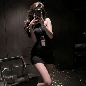 Secretary Roleplay Bodycon Dress with Short Skirt, White Polyester Lingerie Uniform