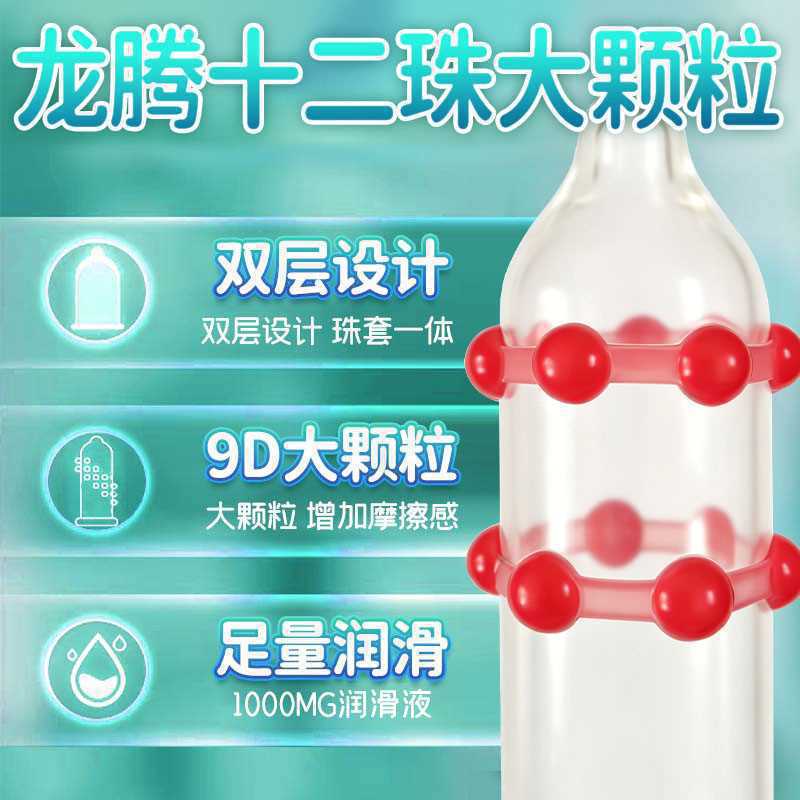 Dragon's Rise Twelve-Bead Textured Latex External Condom, Beaded Stimulation Design, Snug Fit - Image 4