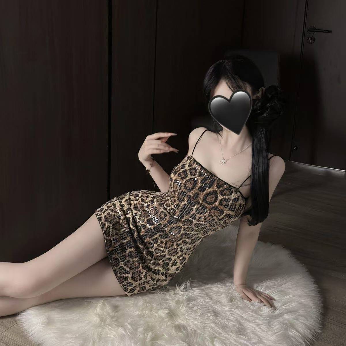 Leopard Print Sequin Roleplay Dress with Spaghetti Straps, Backless High-Waisted Mini Skirt - Image 2